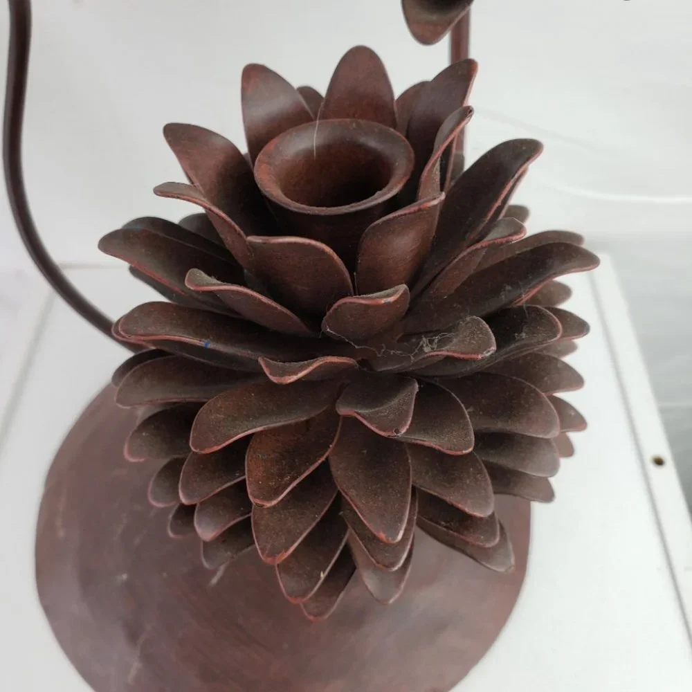 Metal Pinecone Taper Candleholder Autumn